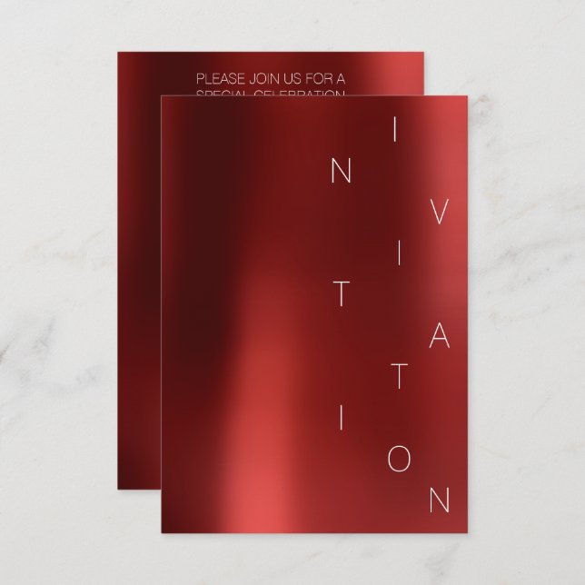 Invitation Minimalisme Fashion Event Glam Red Wine Rubin (Devant / Derrière)