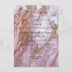 Invitation Minimalisme Fête d'anniversaire Rose Gold Marbre R
