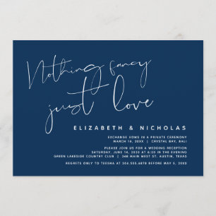 Invitation Minimalisme Navy Blue, Parti de l'Elopement Mariag