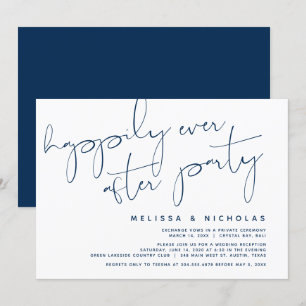 Invitation Minimalisme Navy Blue, Parti de l'Elopement Mariag