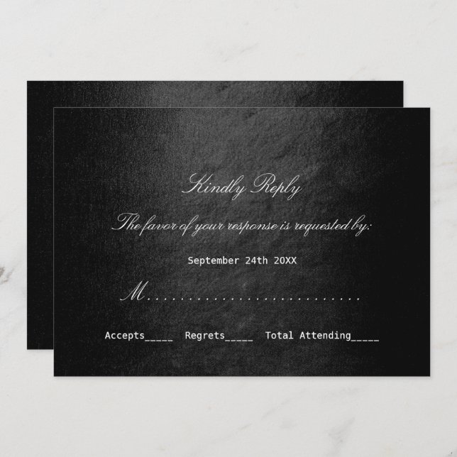 Invitation Minimalisme RSVP personnalisé Glam Vip Black (Devant / Derrière)