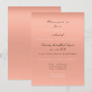 Invitation Minimalisme Saumon Pêcher Corail Blanc Anniversair