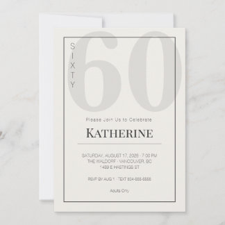 Invitation Minimalist 60th Milestone Birthday Celebration