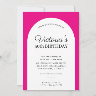 Invitation MINIMALIST arc anniversaire chic moderne fuschia r