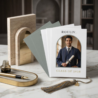 Invitation Minimalist Arch Photo Graduation | Stone Grey