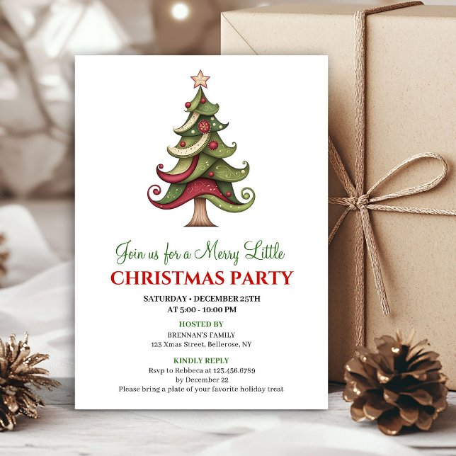 Invitation Minimalist artistic Christmas tree holiday invite (Minimalist artistic Christmas tree holiday invite)