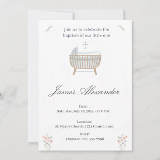 Invitation Minimalist Baby Christening Baptism Template