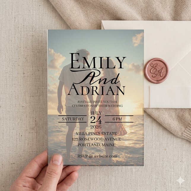 Invitation Minimalist Beach Destination Photo Wedding  (Créateur téléchargé)