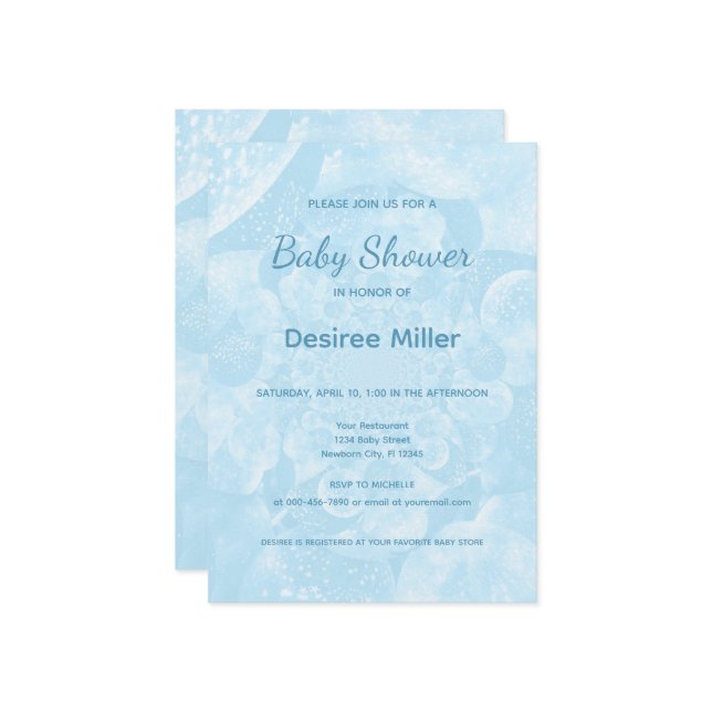 Invitation Minimalist Blue Balloons Boy Baby Shower (Devant/Arrière en situation)