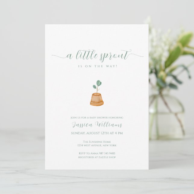 Invitation Minimalist Boho Little Sprout Garden Baby Shower (Debout devant)