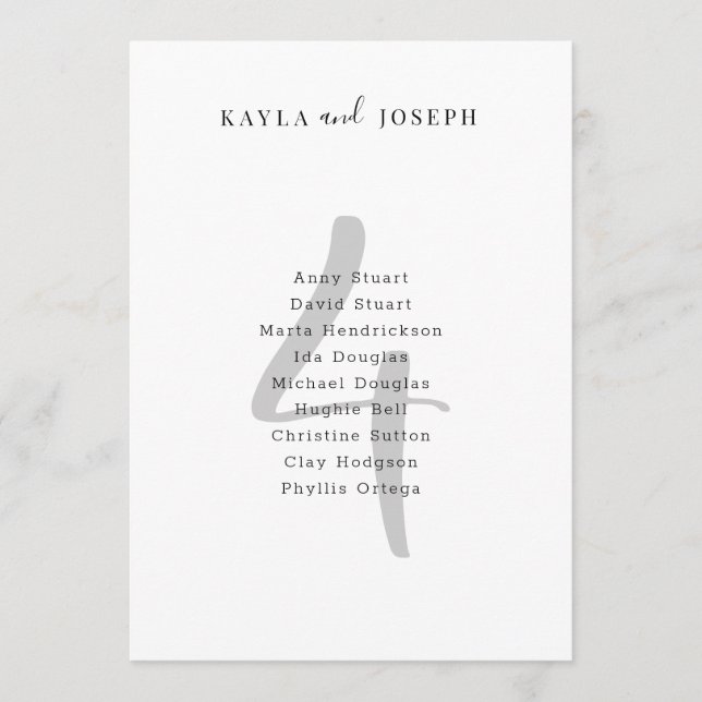 Invitation Minimalist Bold Wedding Table Number 4 Card (Devant)