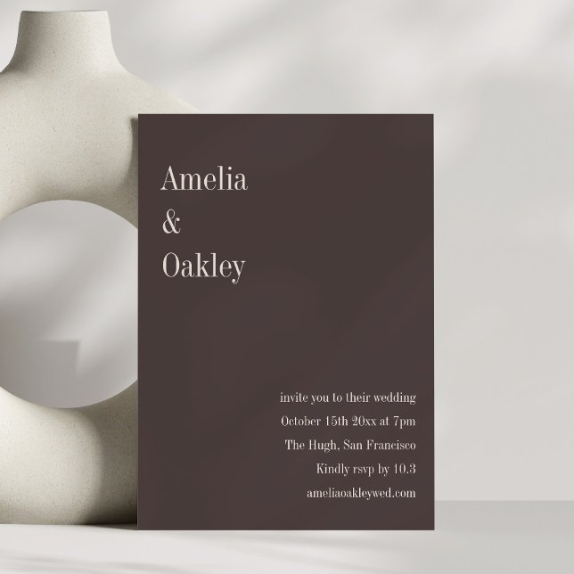 Invitation Minimalist Brown Elegant Chic Modern Wedding (Créateur téléchargé)