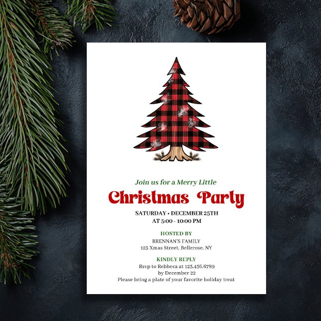 Invitation Minimalist Buffalo Check Christmas Party Invite (Minimalist Buffalo Check Christmas Party Invite)
