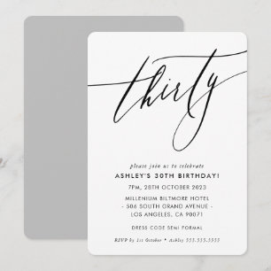 Invitation MINIMALIST Calligraphie chic 30e anniversaire
