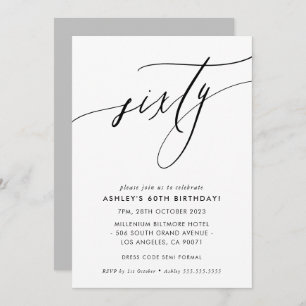 Invitation MINIMALIST Calligraphie chic 60e anniversaire