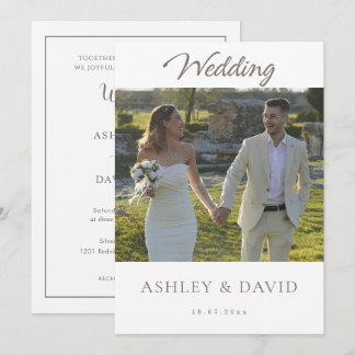 Invitation Minimalist Chic Front Photo Modern Script Wedding