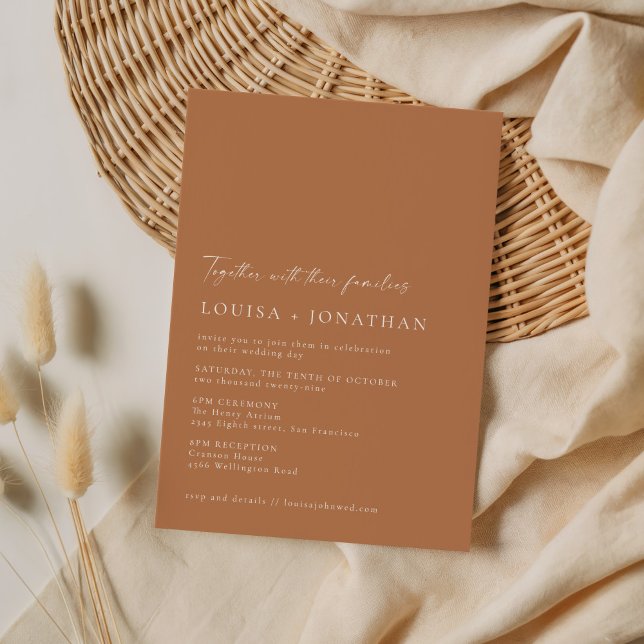 Invitation Minimalist Chic Terracotta Script Photo Wedding (Créateur téléchargé)