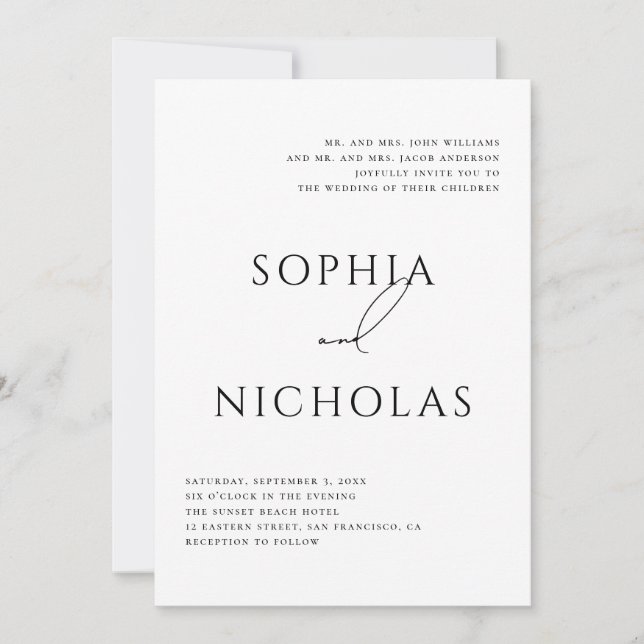 Invitation Minimalist Classic Wedding | Elegant Typography (Devant)