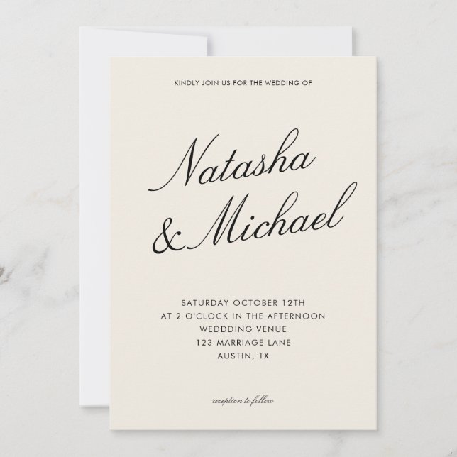 Invitation Minimalist Classy Black and Ivory Wedding (Devant)