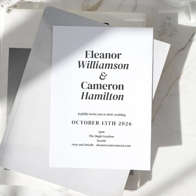 Invitation Minimalist Classy Black and White Design Wedding (Créateur téléchargé)
