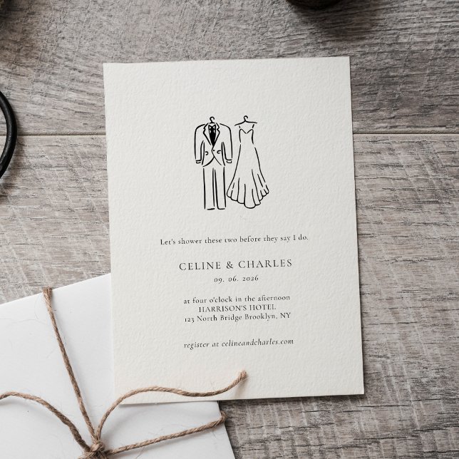 Invitation Minimalist Couples Shower Bride & Groom Line Art (Créateur téléchargé)