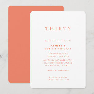 Invitation MINIMALIST design anniversaire chic orange moderne