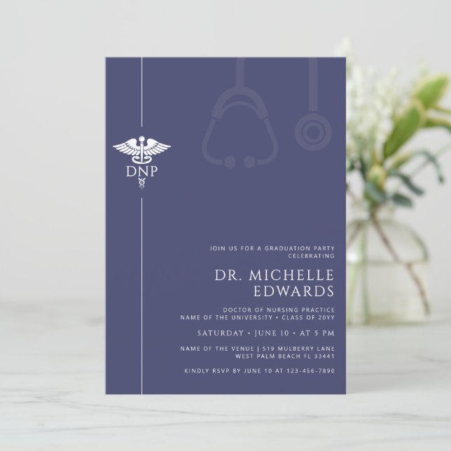 Invitation Minimalist DNP Doctor of Nursing Practice Graduate (Debout devant)