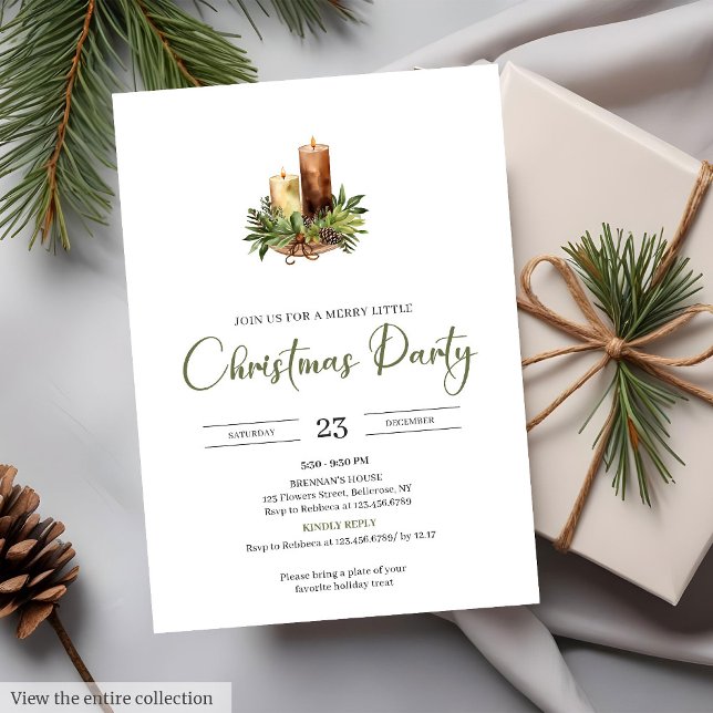 Invitation Minimalist Earthy Red Green Rustic Christmas Party (Minimalist Earthy Red Green Rustic Christmas Party

)