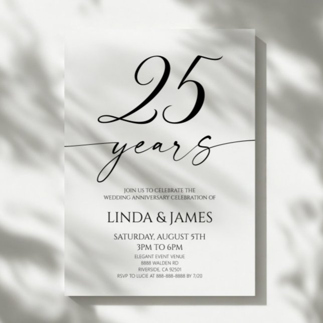 Invitation Minimalist Elegant 25th Wedding Anniversary (Créateur téléchargé)