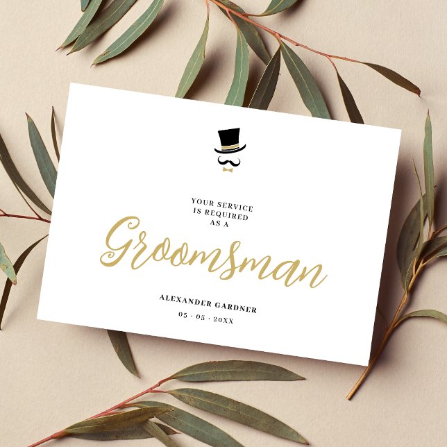 Invitation Minimalist Exquisite Gorgeous Script Groosman  (Minimalist Exquisite Gorgeous Script Groosman Wedding Proposal Card in Black and Faux Gold.)