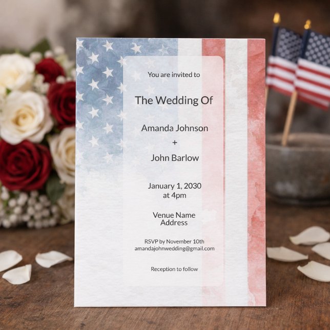 Invitation Minimalist Faded American Flag Wedding (Créateur téléchargé)