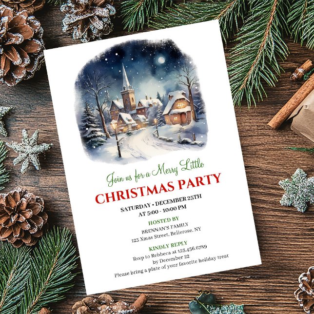 Invitation Minimalist festive city Christmas scene party  (Minimalist festive city Christmas scene party invite)