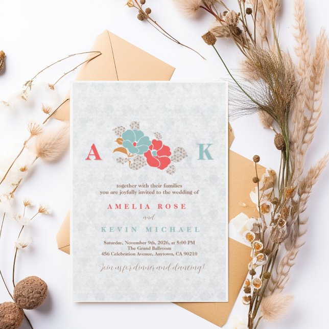 Invitation Minimalist Floral Monogram (Créateur téléchargé)