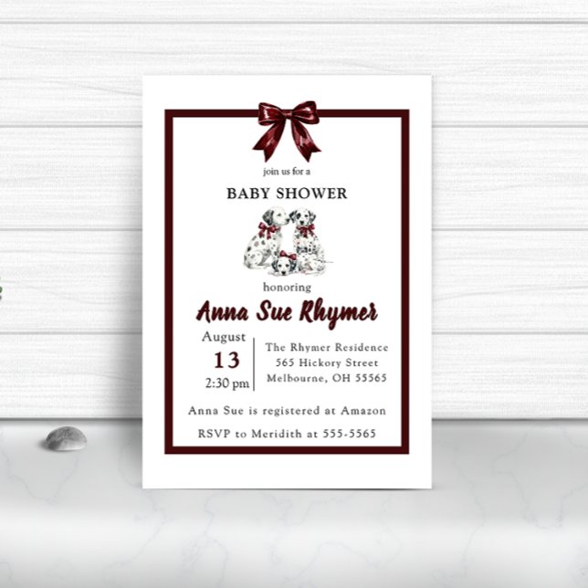 Invitation Minimalist Gender Neutral Chic Dalmation Invite (Créateur téléchargé)