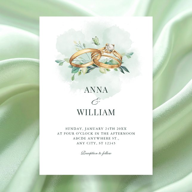 Invitation Minimalist green wedding ring  (Créateur téléchargé)