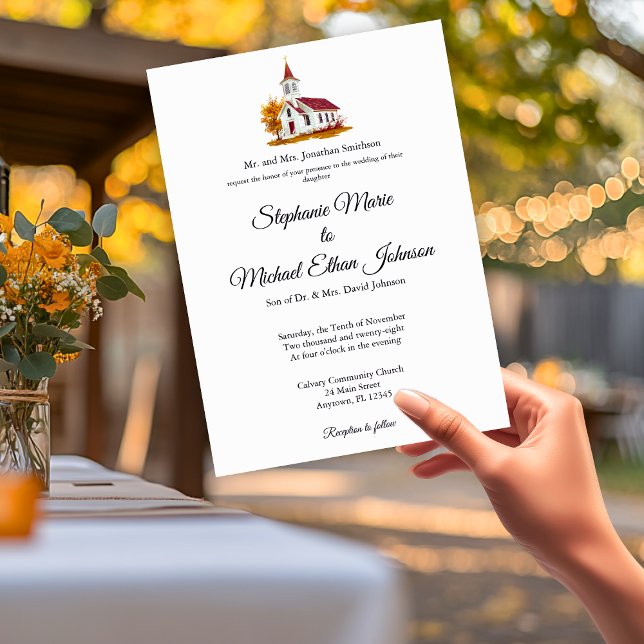 Invitation Minimalist Illustration Formal Church Wedding (Minimalist Illustration Formal Church Wedding Invitation)