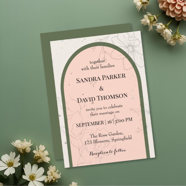 Invitation Minimalist Line Art Floral Arch Wedding  (Créateur téléchargé)