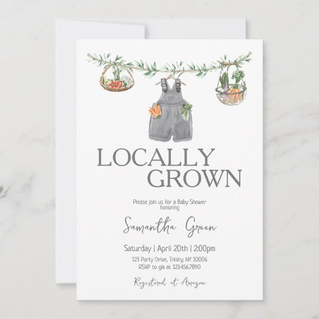 Invitation Minimalist Locally Grown Baby Shower (Devant)