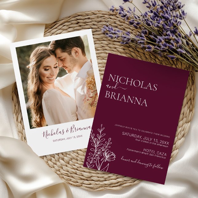 Invitation Minimalist Luxury Burgundy Wedding (Créateur téléchargé)