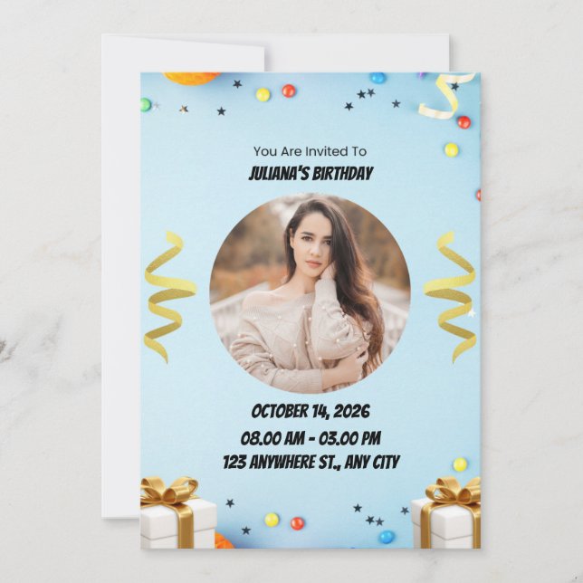 Invitation Minimalist Modern Birthday Party Card (Devant)