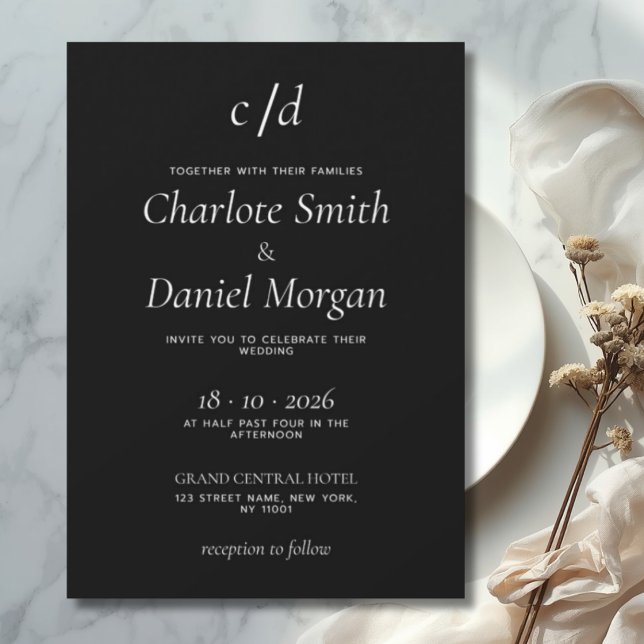 Invitation Minimalist modern black and white wedding (Créateur téléchargé)