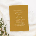 Invitation Minimalist Modern Mustard Yellow Script Wedding<br><div class="desc">Minimalist Modern Mustard Yellow Script Wedding Invitation</div>