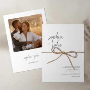 Invitation Minimalist Modern Script Photo Wedding