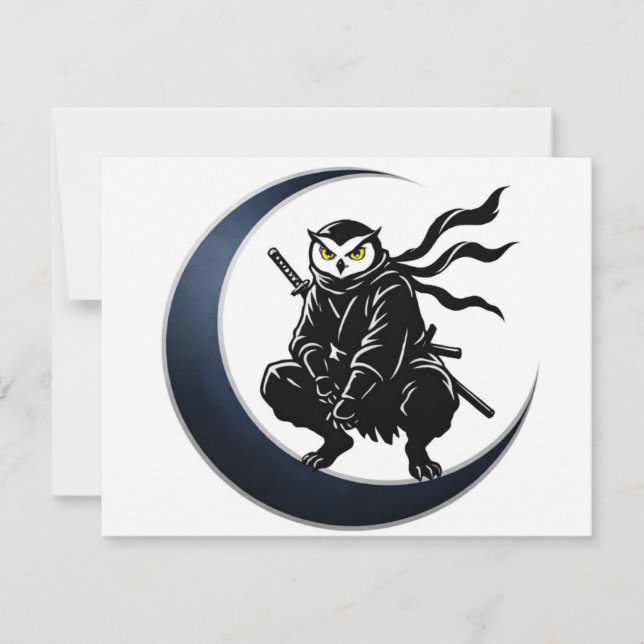 Invitation Minimalist Ninja Owl Post Card (Devant)