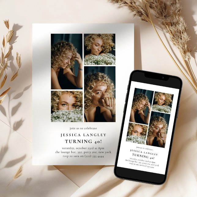 Invitation Minimalist Photo Collage 40th Birthday (Créateur téléchargé)