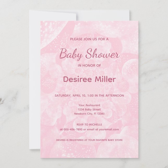 Invitation Minimalist Pink Balloons Girl Baby Shower (Devant)
