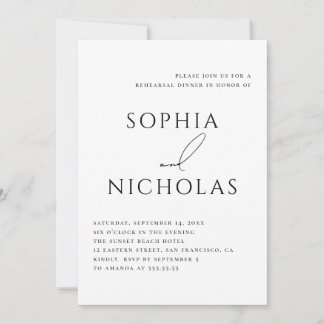 Invitation Minimalist Rehearsal Dinner | Elegant Typography