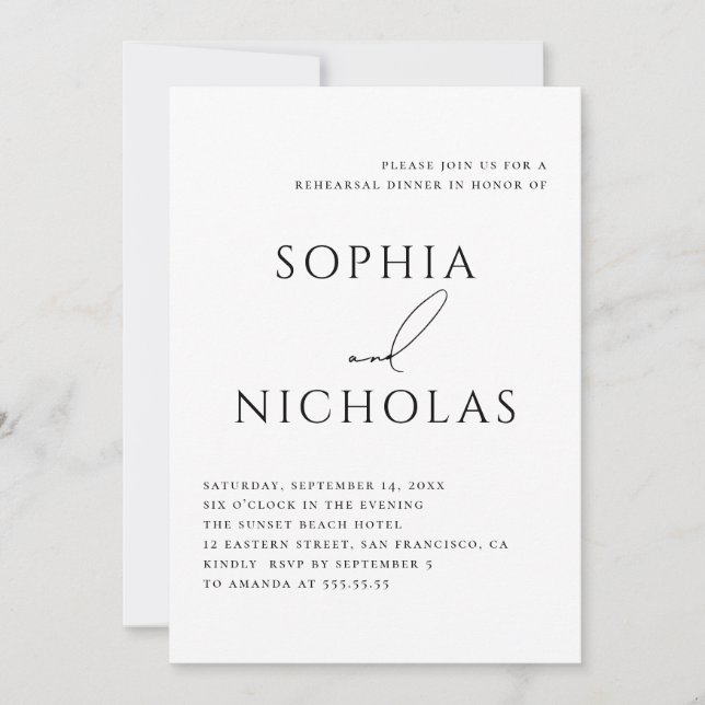 Invitation Minimalist Rehearsal Dinner | Elegant Typography (Devant)