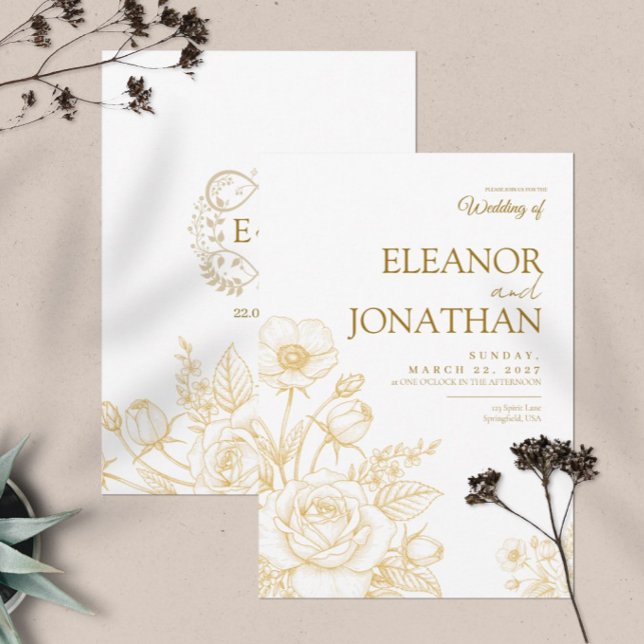 Invitation Minimalist Simple Floral Elegant Wedding (Créateur téléchargé)