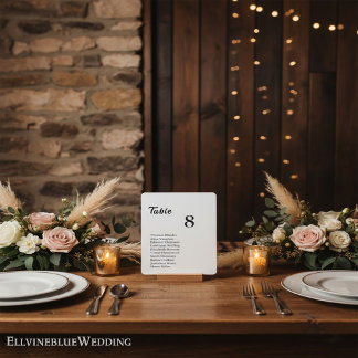 Invitation Minimalist Table Number & Integrated Guest List 